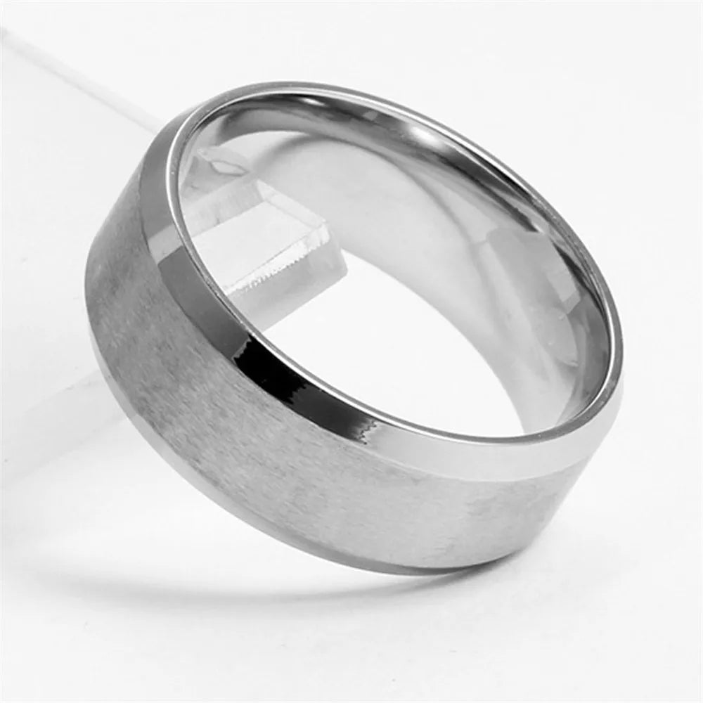 Fashion Jewelry Cubic Zirconia Silver Color Stainless Steel Couple Ring Engagement Valentine's Day Gift