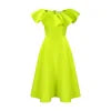 Plus Size Summer Fashionable and Elegant Solid Color Ruffle Edge Banquet Mid Length Large Swing Dress Plus Size Women'S Dress