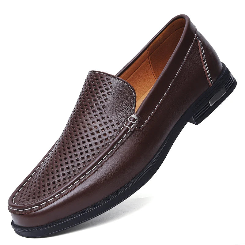 Men's Comfortable Walking Shoes Made of Genuine Leather, One Foot Loafers, New Trendy Designer, Mo Hot Selling Driving Shoes