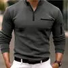 Men Fashion Long Sleeve Zipper Polo Shirt Spring Autumn New 3D Digital Print Sport Tops Polo Shirt for Men