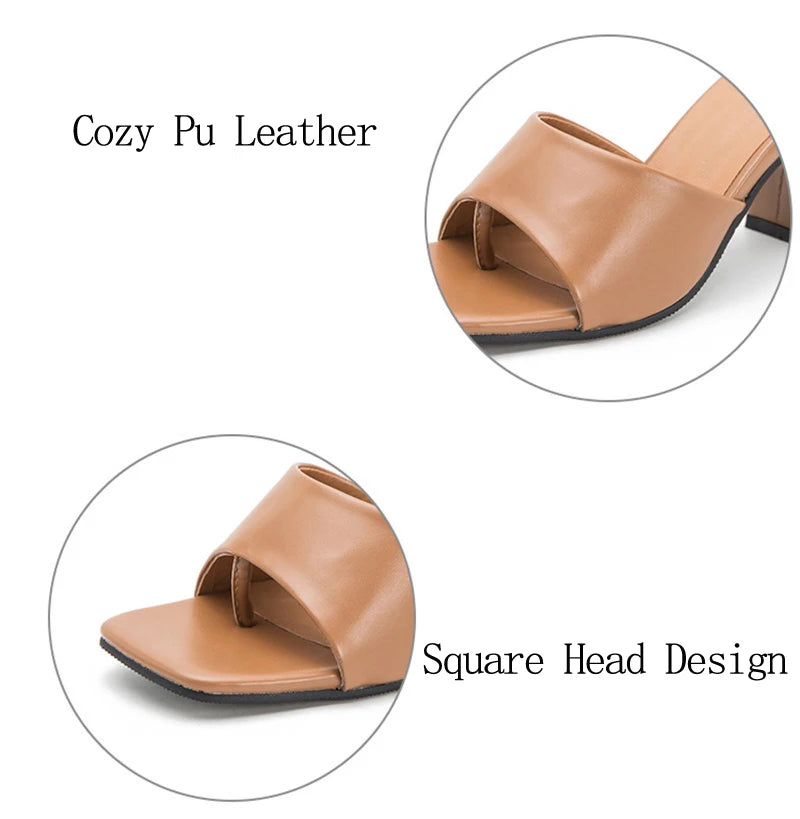 Eilyken Purple Slipper Summer Outdoor Sandal Women Square High Heel Beach Slip On Flip Flop Slides Size 41 42