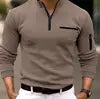 Men Fashion Long Sleeve Zipper Polo Shirt Spring Autumn New 3D Digital Print Sport Tops Polo Shirt for Men