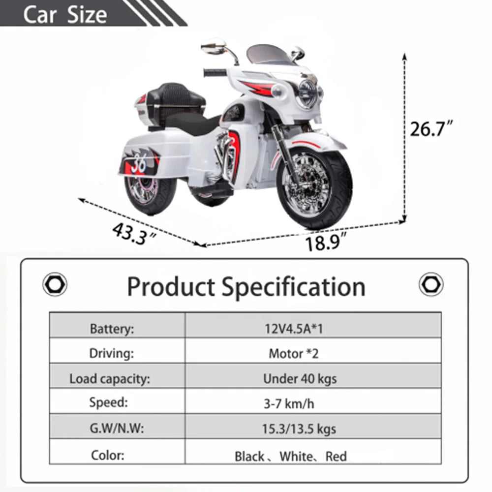 Kids Electric Scooter, Kids Motorcycle,ride on Motorcycle 12V Two Seat Motorcycle for Kids,birthday Gifts and Christmas Gifts