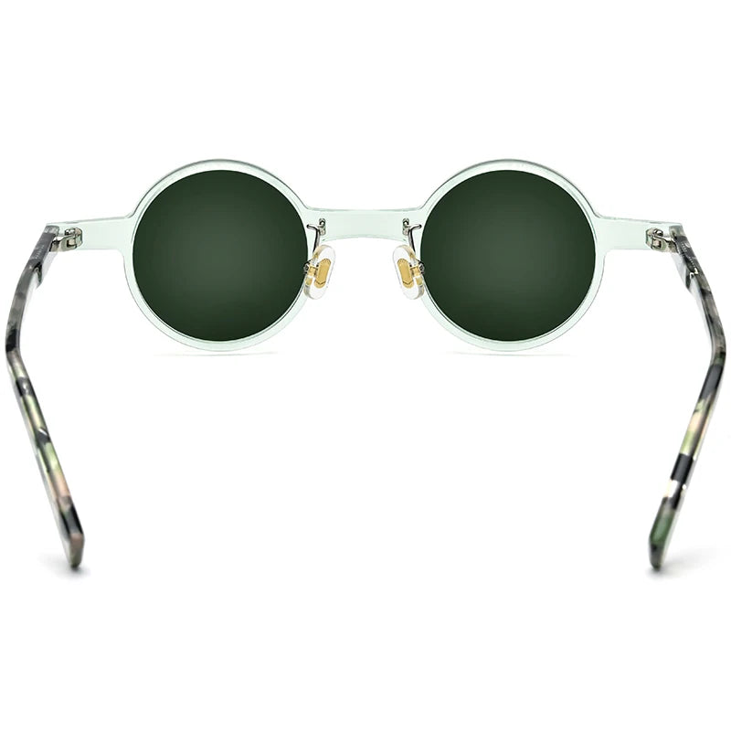 Borregls Acetate Polarized Sunglasses Men New UV400 Retro Vintage Transparent Round Sun Glasses Women Mirrored Shades 19177T