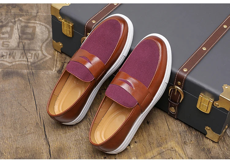 Men's Premium Faux Suede Leather Penny Loafers - Classic Slip-On Moccasin Shoes for Casual & Formal Wear