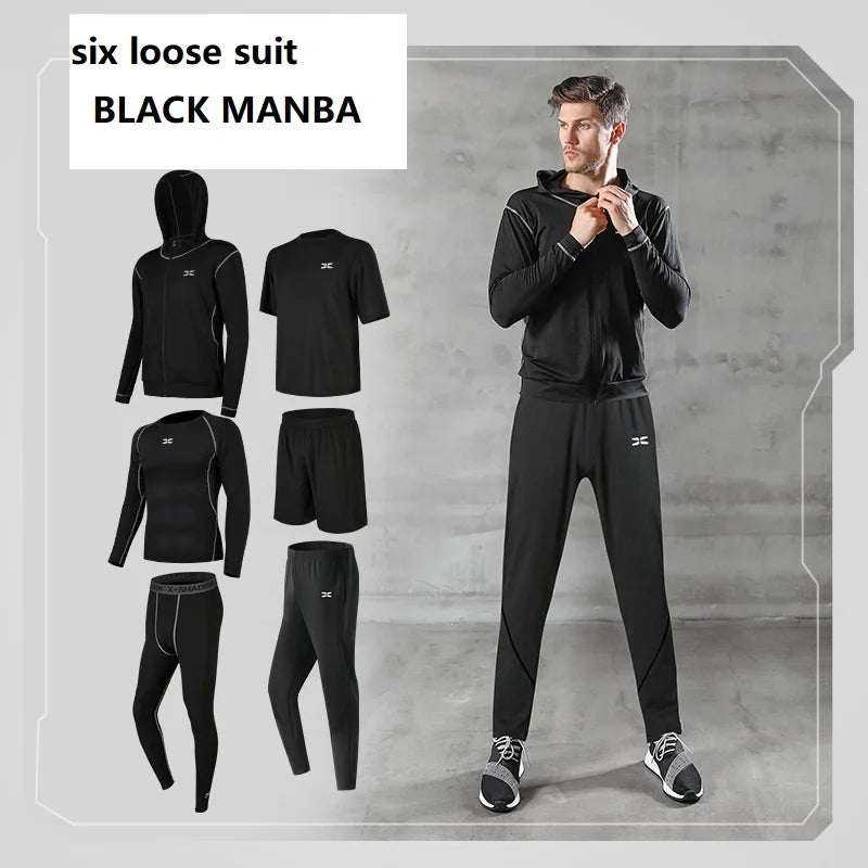 Men's Quick Dry Gym Sports Suit Long Sleeve Fitness Running Clothes with Yoga Tights Three Piece Suit for Spring Season