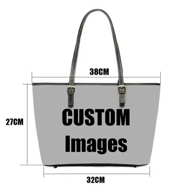 Women's Luxury Cute Afro African Girls Printed PU Leather Water Resistant Zipper Closure Tote Bag Custom Big Fancy Handbag Set