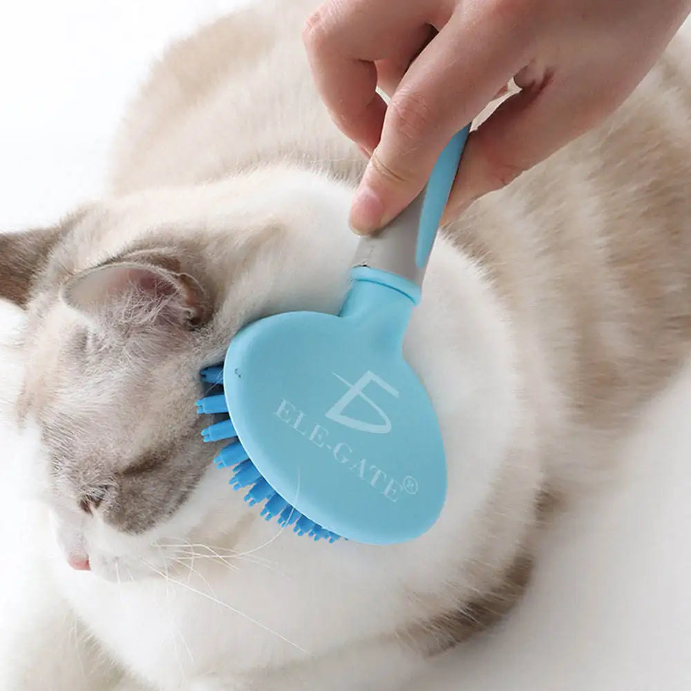 Self-Cleaning Pet Massage Comb for Cats by ELEGATE  Gentle Grooming Tool with Plastic Design, Model MAS.07.5, Made in Mexico