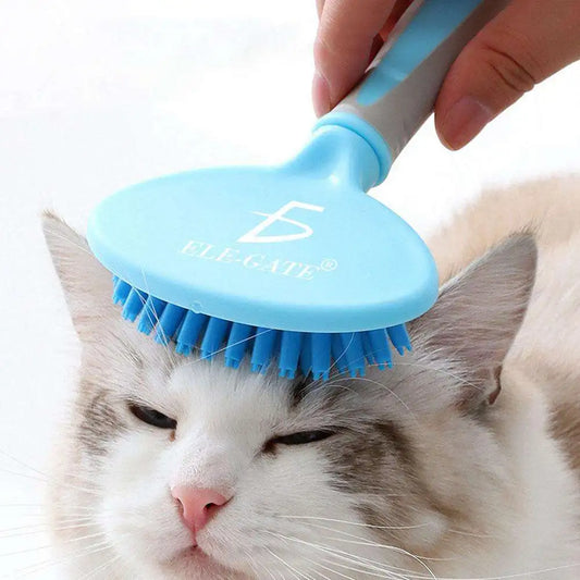Self-Cleaning Pet Massage Comb for Cats by ELEGATE  Gentle Grooming Tool with Plastic Design, Model MAS.07.5, Made in Mexico