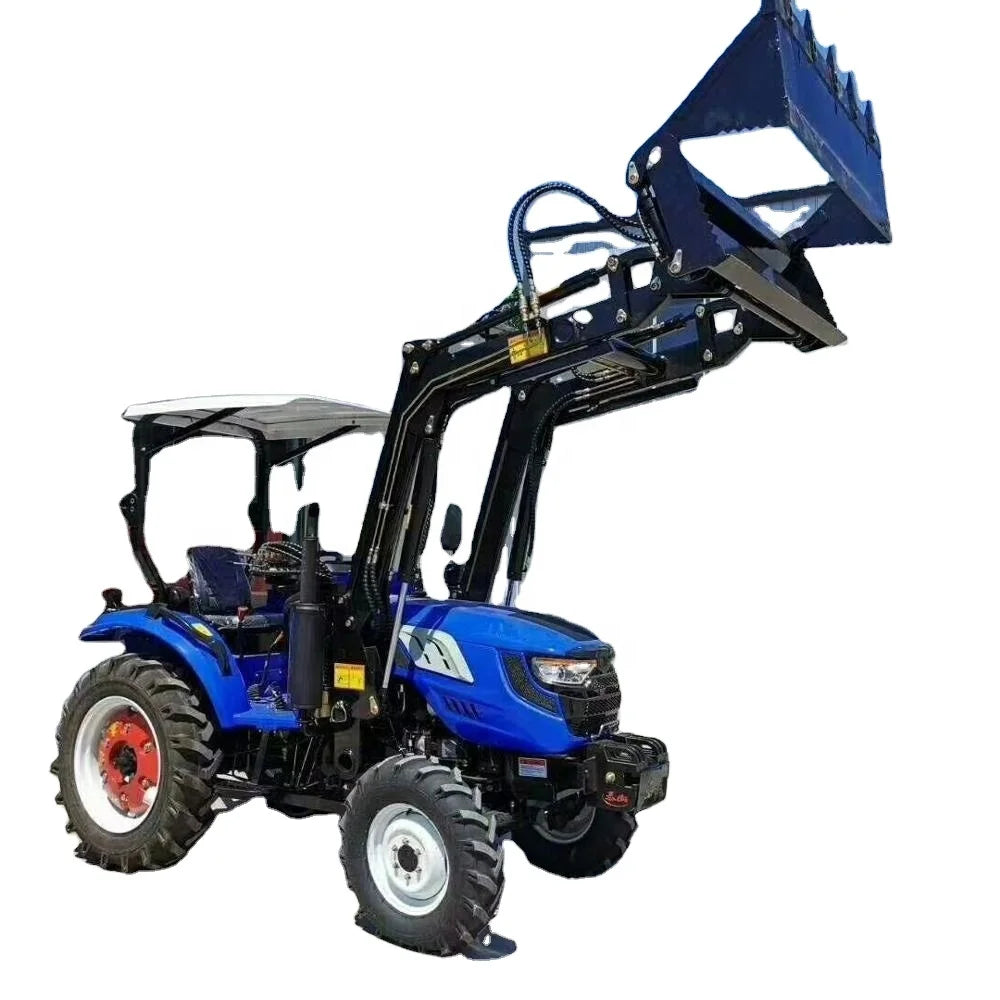 Farming Tractors Small Agricultural Tractor Mini 4x4 Farm Wheel Tractor with Front Loader Bucket Backhoe