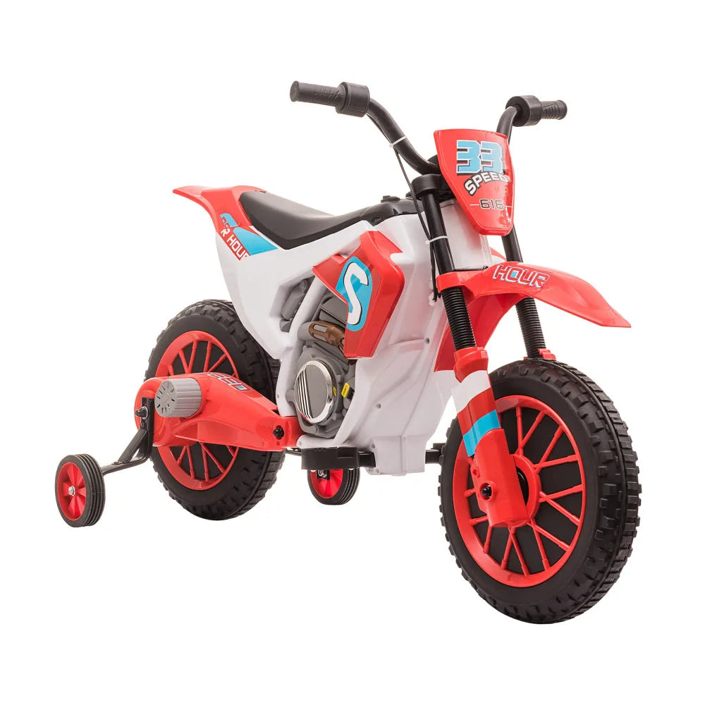 12V Kids Electric Scooter Battery Powered with Training Wheels Rear Wheel Drive 45 Mins Playtime Kids Electric Dirt Bike for 3-5