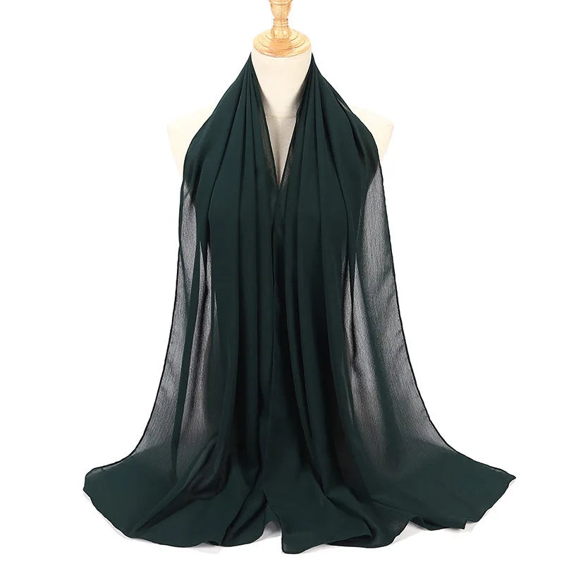 New Design Malaysia Chiffon Hijab Muslim Women Pure Color Crinkle Scarf
