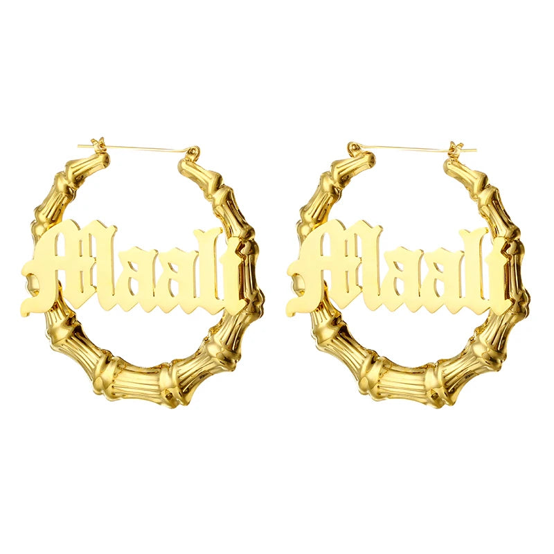 Customized Name Earrings Stainless Steel Hoop Earrings European and American Fashion Unique Women's Jewelry Valentine's Day Gift