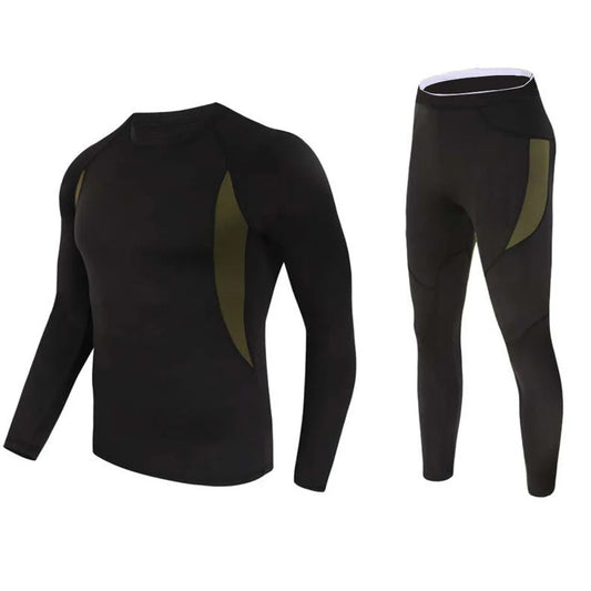 Men's Thermal Shapewear Skiing Warm Breathable Quick Dry 220g Base Layer Set Fleeced Tops Pants Fitness Gym