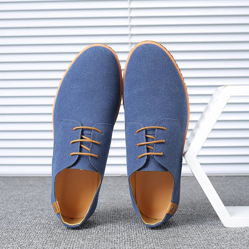 2022 Spring Suede Leather Men Shoes Oxford Casual Shoes Classic Sneakers Comfortable Footwear Dress Shoes Large Size Flats
