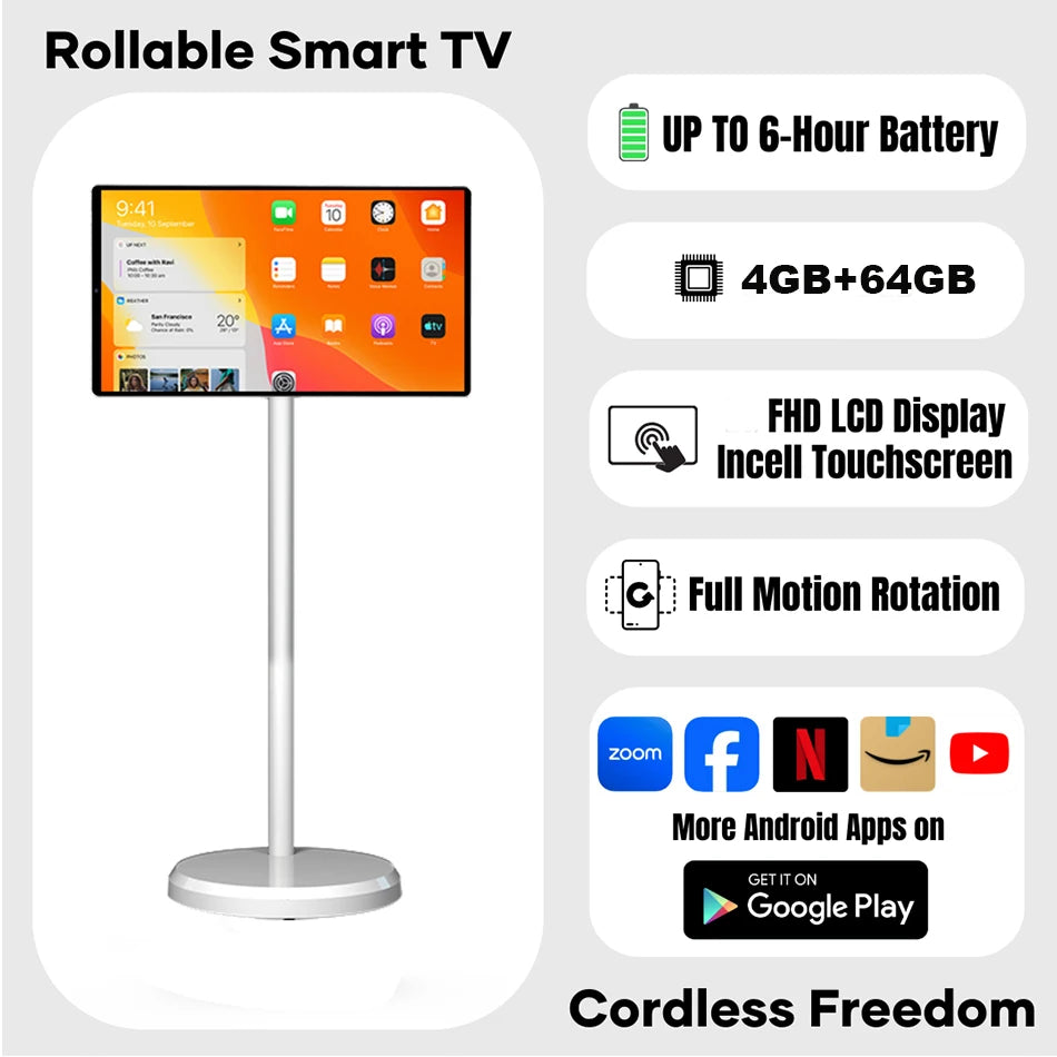 21.5 Inch OFD  Smart Tv Capacitive Touch Screen Monitor Stand TV Display 1080p Portable Television Smart Tv for Kitchen