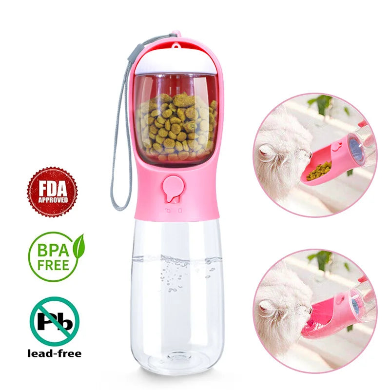 Travel Portable Dog Water Bottle with Food Storage Box Silicone Bowls 2024 New Material Pet Outdoor Safe and Non-toxic PVC