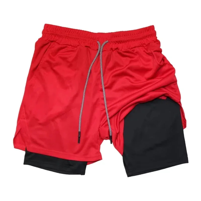 Men's 2-in-1 Camo Quick Dry Yoga and Running Shorts Compression Inner Layer Gym Fitness Jogging Pants