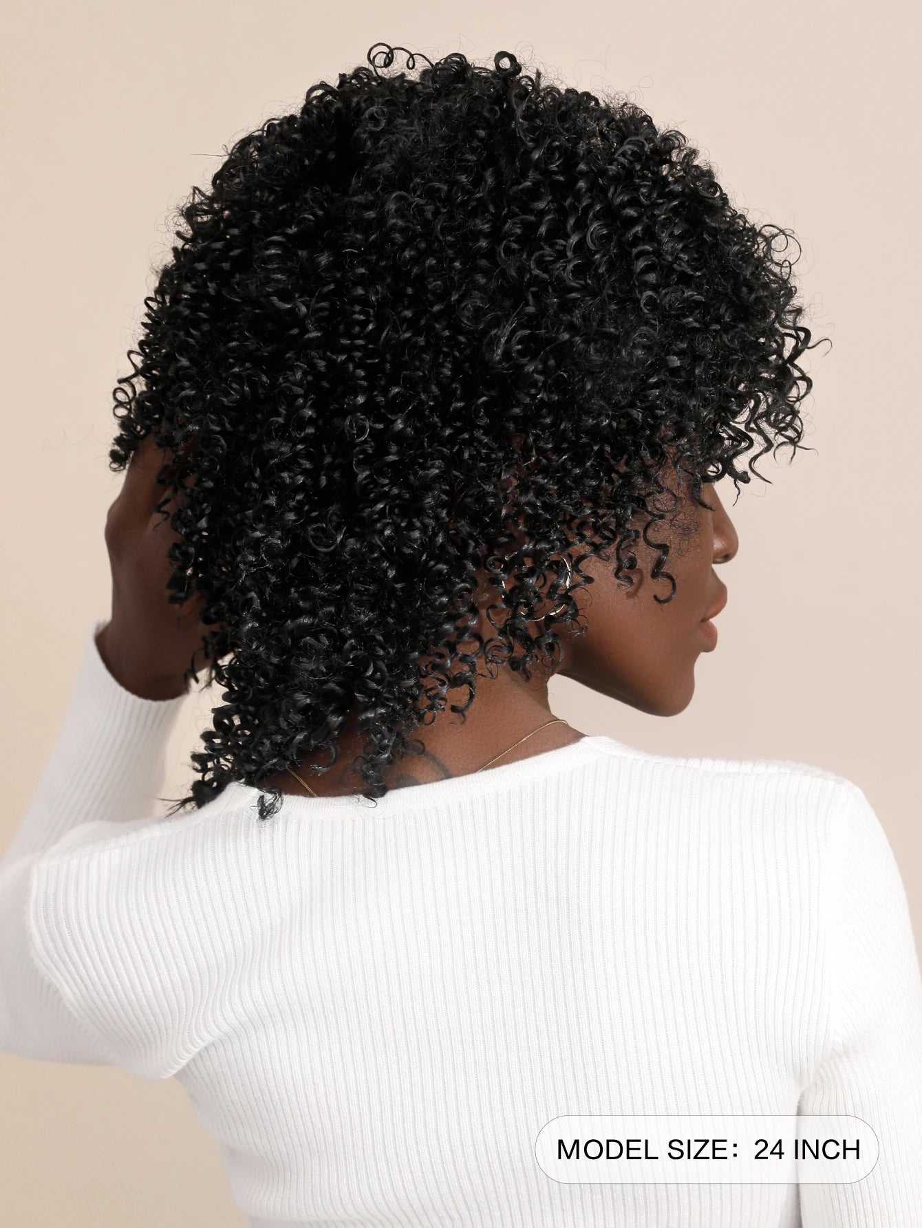 Short Curly Afro Wigs for Black Women, Soft & Natural Kinky Curly Wig, Glueless Synthetic Wig with Bangs, Natural Black Wig 16"