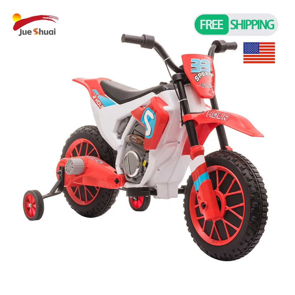 12V Kids Electric Scooter Battery Powered with Training Wheels Rear Wheel Drive 45 Mins Playtime Kids Electric Dirt Bike for 3-5