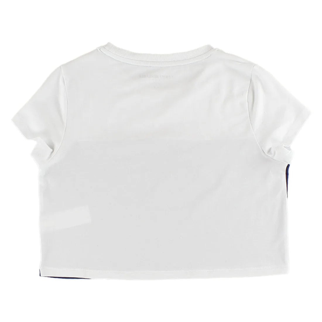 Tommy Hilfiger Colorblock Logo Crop Womens Active Shirts & Tees Color: White/Blue | 100% Authentic