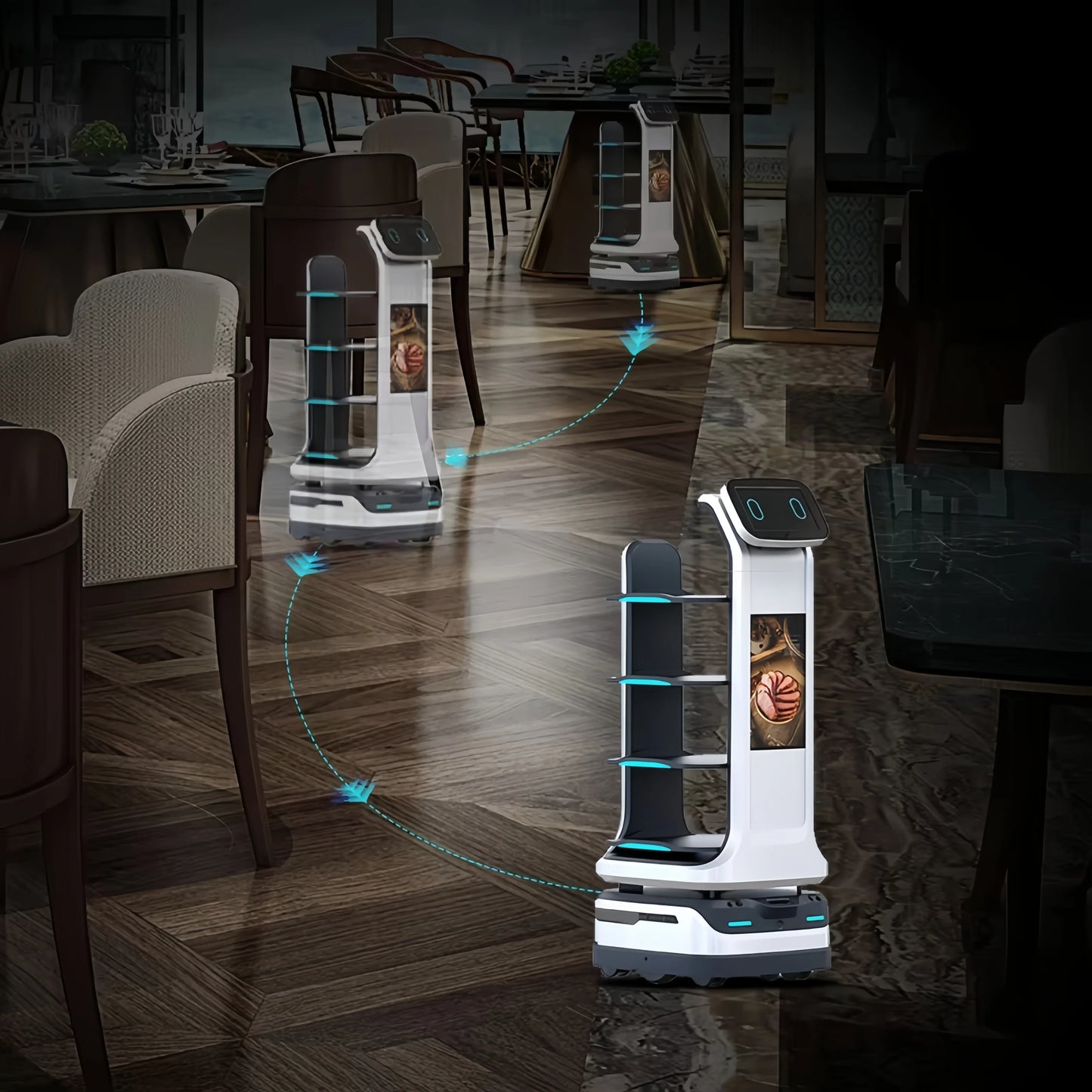 Innovative Autonomous Fast Food Delivery Serving Vehicles Labor Save Restaurant Airports Hospitals Restaurant Service Robot
