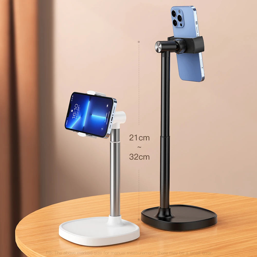 OULAIKE X66 Cell Phone Stand Mount for Desk Adjustable Height Angle Phone Holder 360 Degree Rotating Desktop Phone Stand