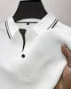 Custom Men's Business Solid Color T-Shirts Short Sleeve Lapel Design Summer Office Casual Formal Jacquard Breathable Summer