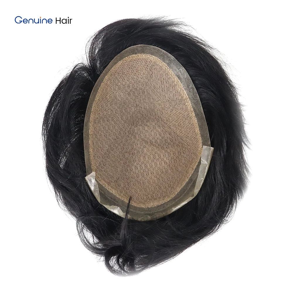 Unnoticeable Silk Base Men's Toupee 100% Remy Human Hair Prosthesis Natural Hairline Thin Skin Durable Wig for Asian Men