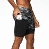 Men's 2-in-1 Camo Quick Dry Yoga and Running Shorts Compression Inner Layer Gym Fitness Jogging Pants