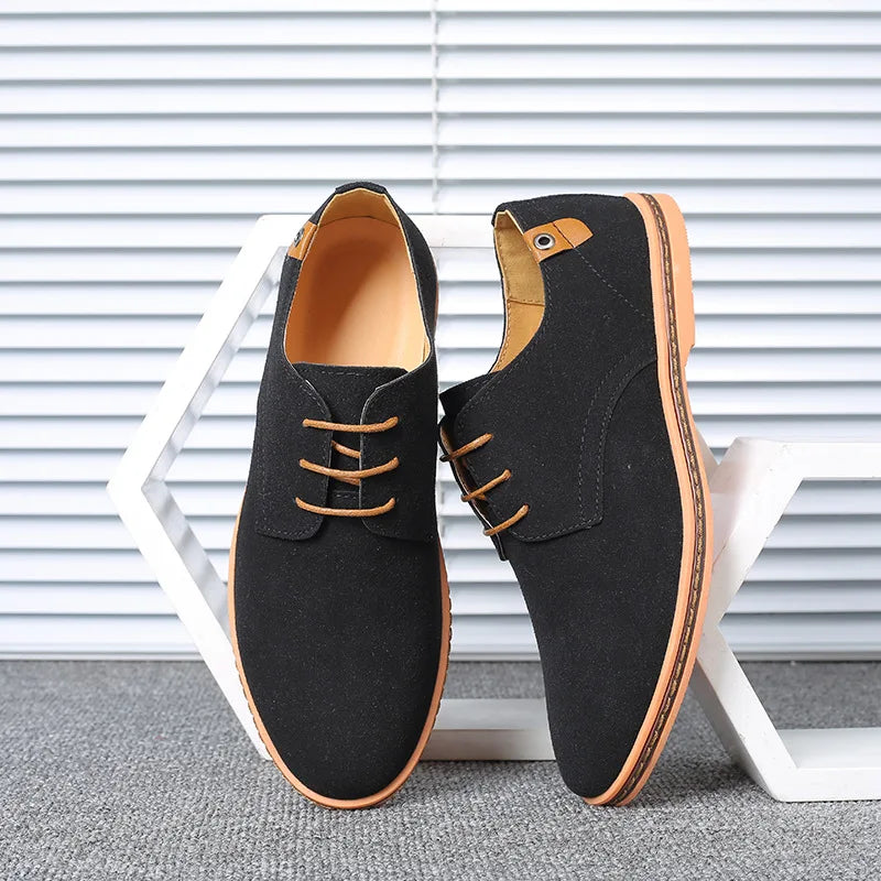 2022 Spring Suede Leather Men Shoes Oxford Casual Shoes Classic Sneakers Comfortable Footwear Dress Shoes Large Size Flats