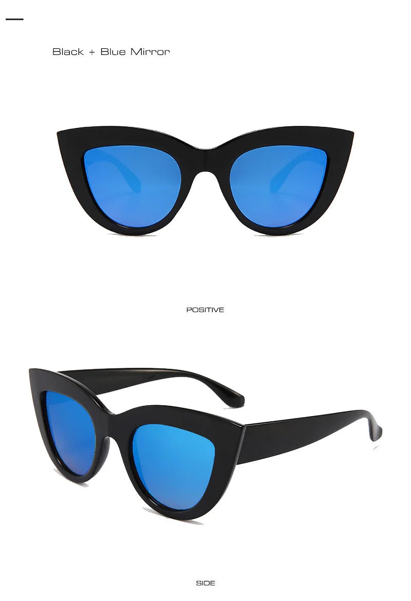 SHAUNA Retro Cat Eye Sunglasses Women UV400 Metal Hinge Fashion Gradient Mirror