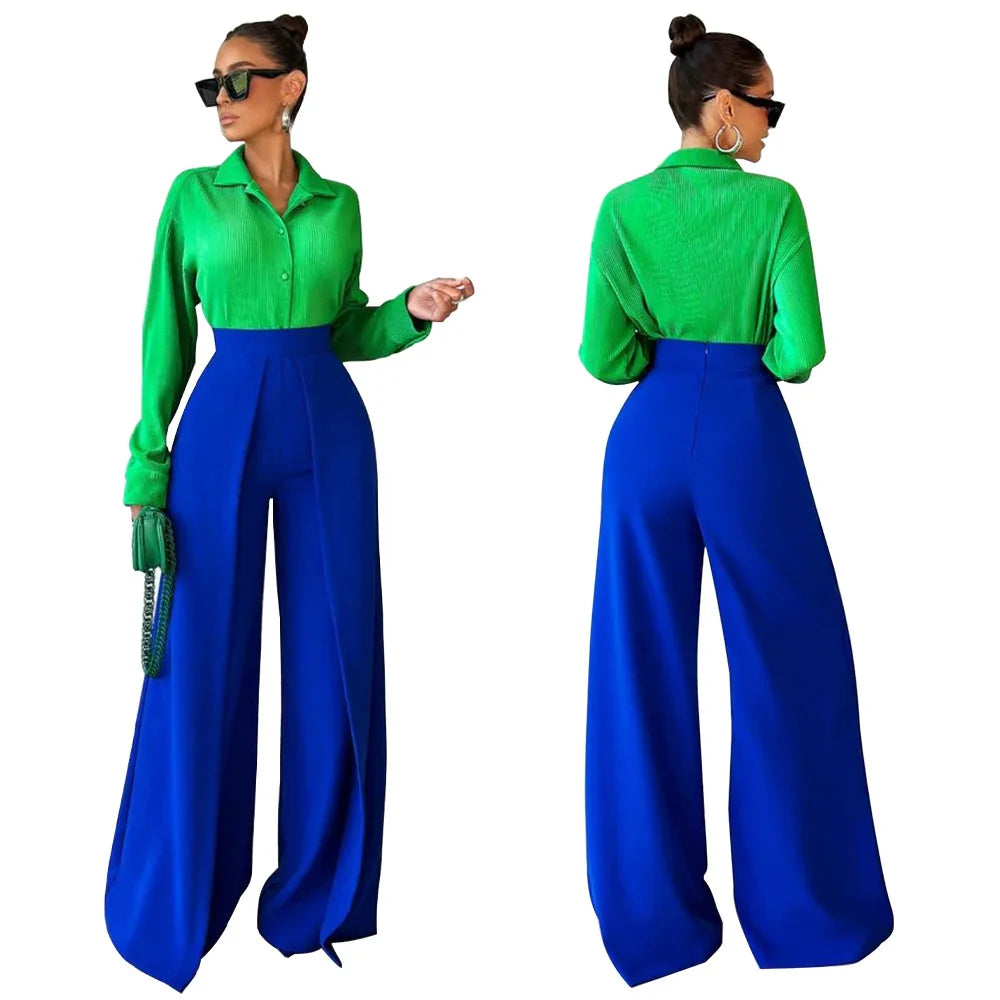 D1467 High Quality Casual Pants & Trousers for Women Solid Color Straight Tube Loose Slim Wide Leg Pants Women Trousers (No Top)