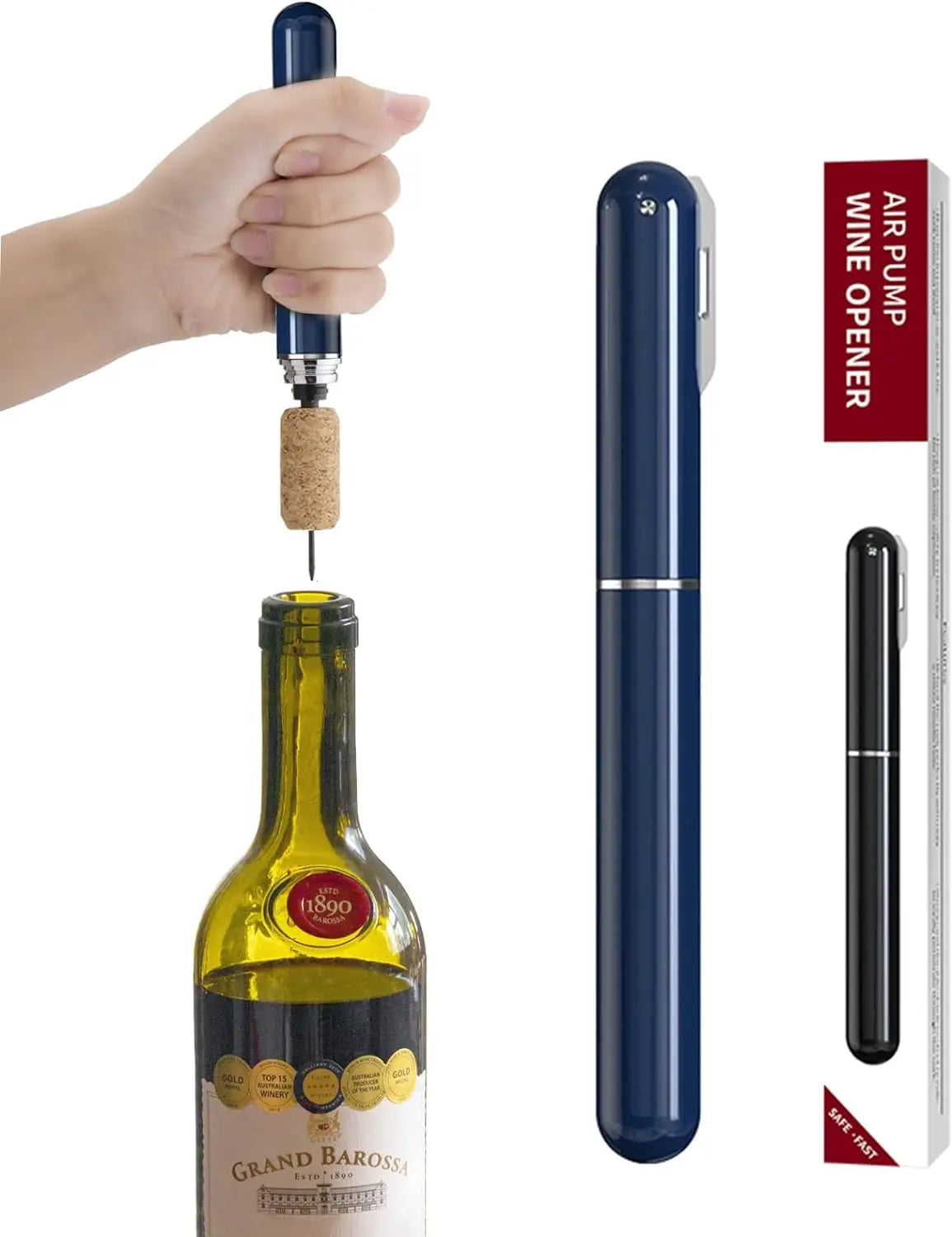 Easy-Open Portable Travel Wine Corkscrew Handheld Wine Cork Remover 2-in-1 Air Pressure Wine Bottle Opener with Foil Cutter