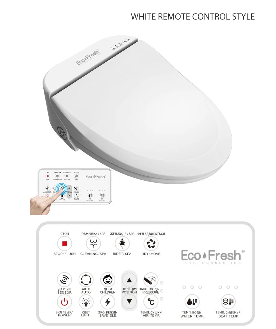 EcoFresh Smart toilet seat  Electric Bidet cover intelligent bidet heat clean dry Massage care for child woman the old