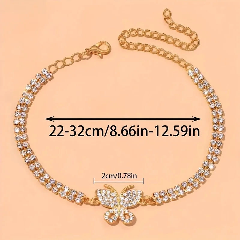 Sparkling Butterfly Tennis Ankles Perfect Jewelry Footwear for Summer Beach Wedding Parties, for Teenager