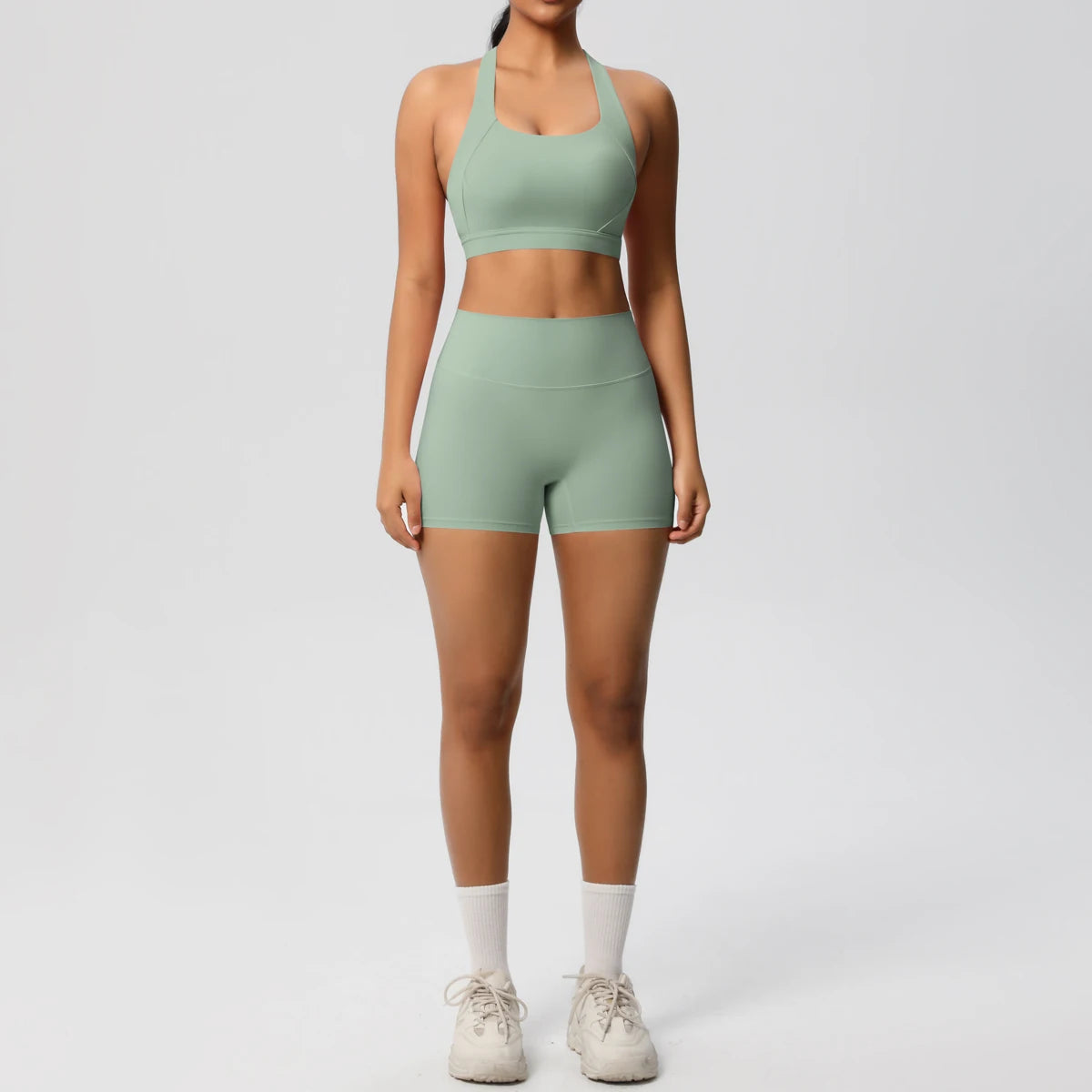High Quality Customize logo Gym 2 Pieces Set Breathable Active Wears Quick Dry Shorts Yoga Set for Women