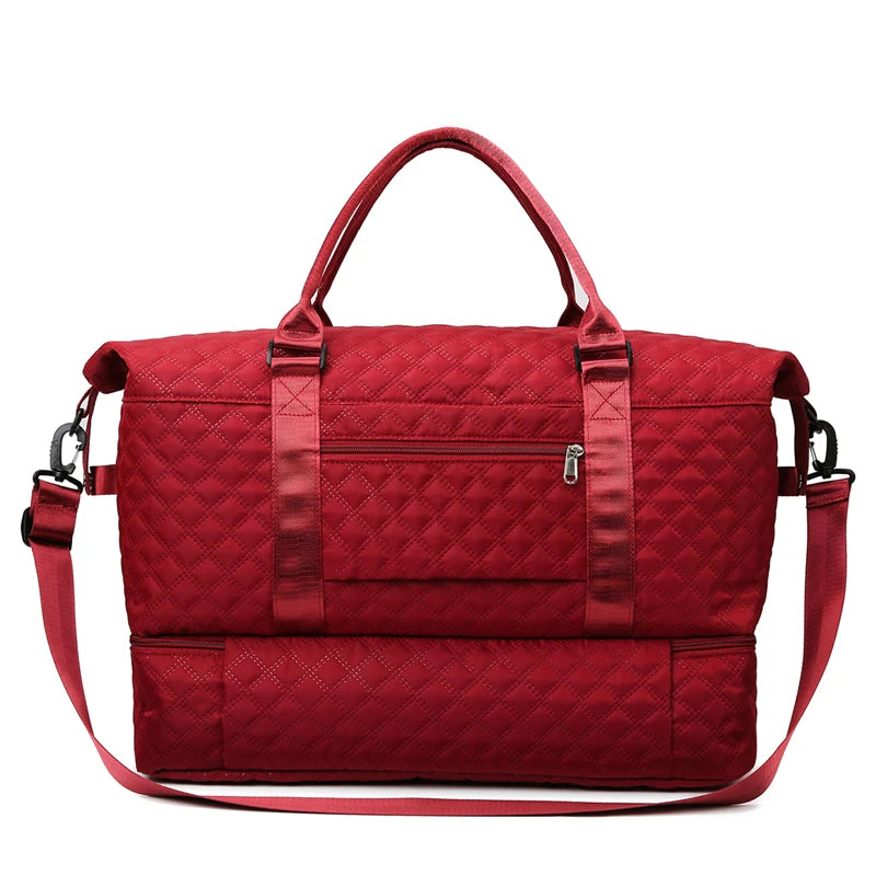 Large Capacity Travel Weekender Bag With Wet Pocket Shoes Compartment 2pcs Carry on Duffel Tote Bag Set With Small Handbag
