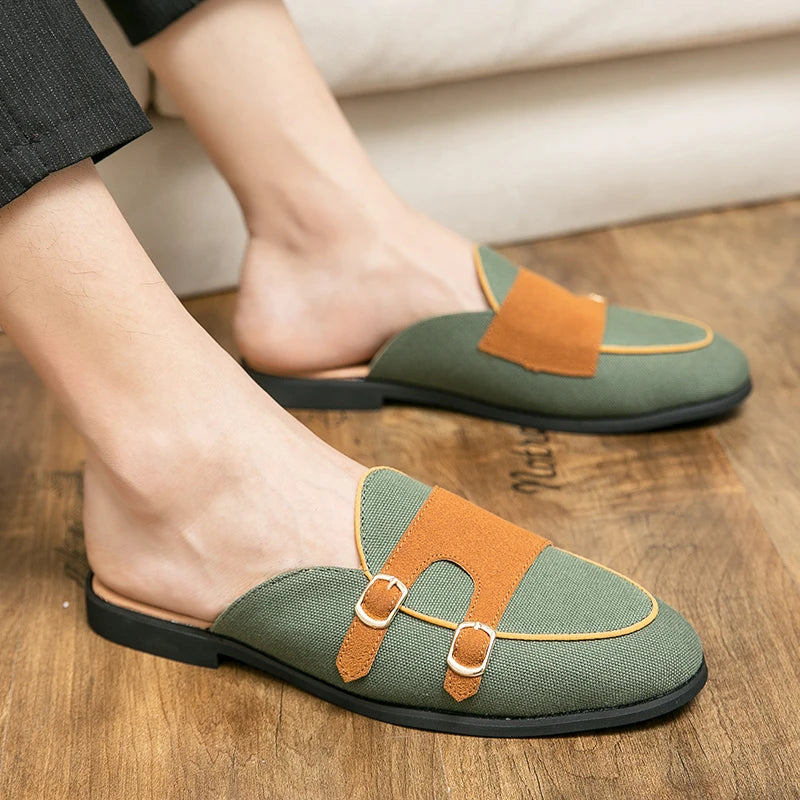 Men's Casual Mocassins Half Loafer Shoes Slippers for Men Flat Anti-Slippery Leisure Summer Fashion Mens Leather Loafers