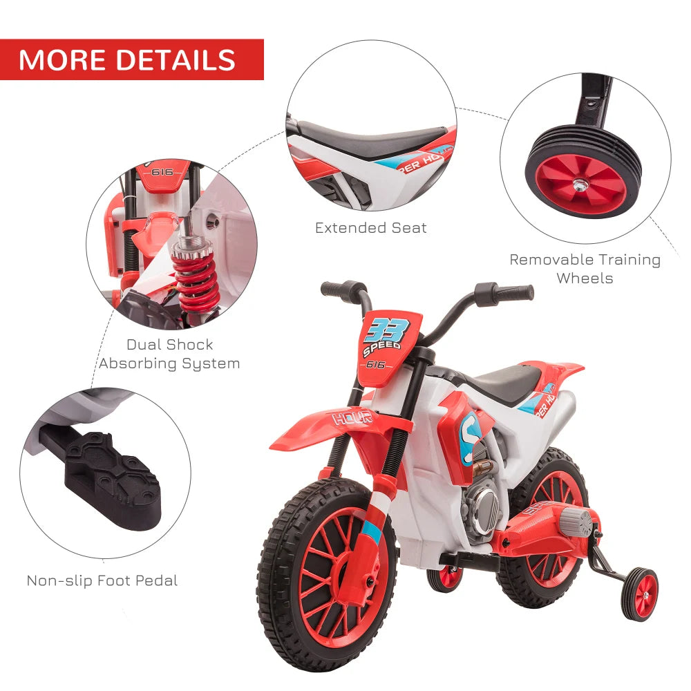 12V Kids Electric Scooter Battery Powered with Training Wheels Rear Wheel Drive 45 Mins Playtime Kids Electric Dirt Bike for 3-5