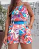 ANSZKTN Women  Popular Summer  Fashion element Printing Strapless Top 2 Pcs Shorts Set