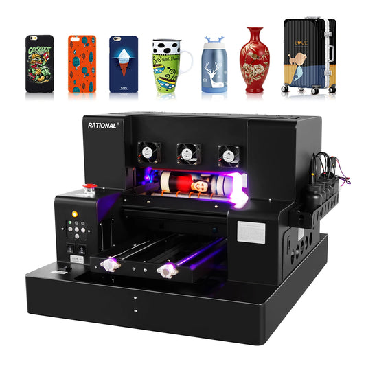 A3 A4 Multifunctional LED UV Flatbed Printer C+W+Varnish Phone Case, Glass,Cylinder Bottle Multi-layer Small UV Printer