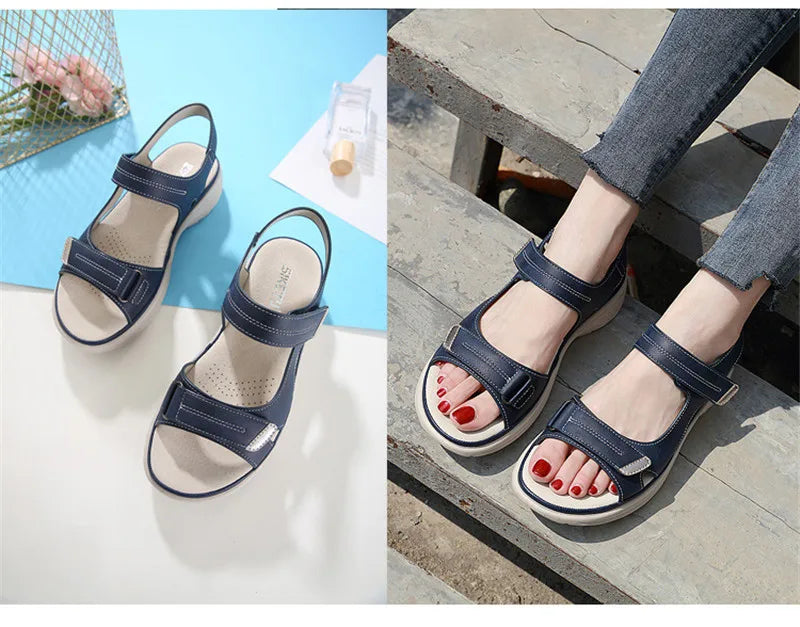 HOVINGE  Shoes Women Comfortable Sandals Ladies Slip-on Wedge Sandals Sports Beach Walk Shoes Summer Fashion Casual Shoes
