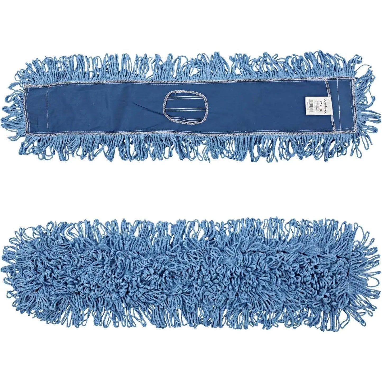 Boardwalk HL365BSPC Microfiber Dust Mop Kit 36 X 5 60-Inch Blue/Natural Loop-End with Plastic Basket 60-Inch Metal/Wood Handle