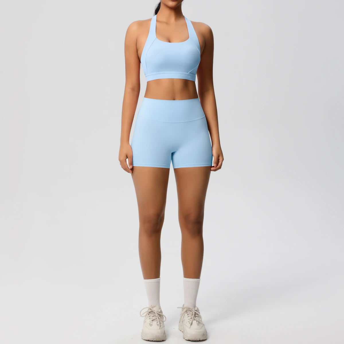 High Quality Customize logo Gym 2 Pieces Set Breathable Active Wears Quick Dry Shorts Yoga Set for Women