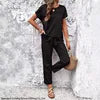 Casual Temperament Pure Colour Cotton and Linen Ladies Short Sleeve Trousers Suit Summer Hot Fashion T-shirt Suit New 2025