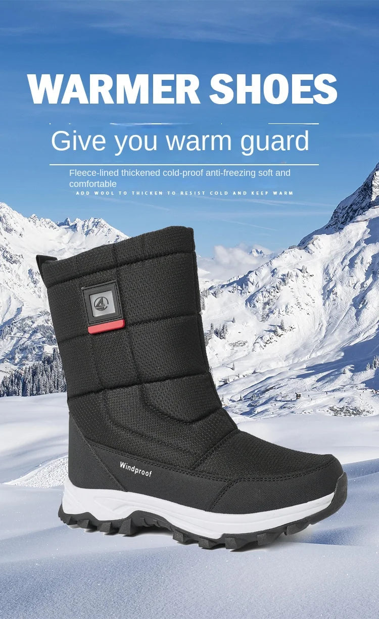 High Quality Outdoor Sports  Snow Shoes with Warm, Plush and Non slip Soles for Men's Winter Boots
