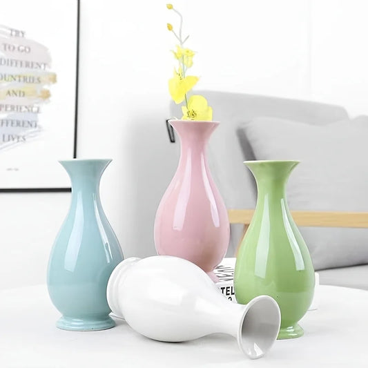 Ceramic Vase Small Ornament for Living Room Dining Table Flower Arrangement Home Decor Office Desk Dried Flower Bouquet