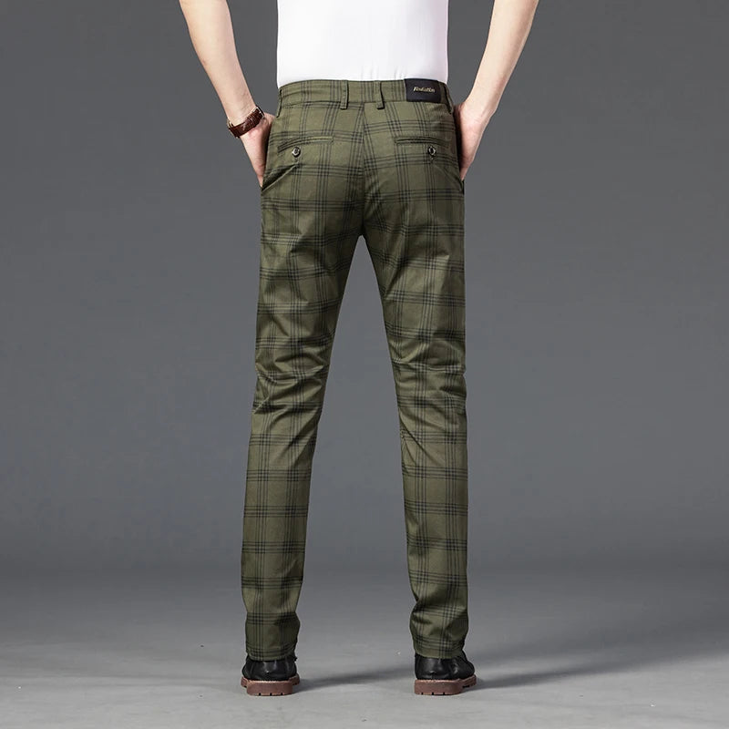 2025 Spring New Men's Plaid Casual Pants Business Fashion Slim Stretch Male Skinny Trousers Brand Clothes 7 Color