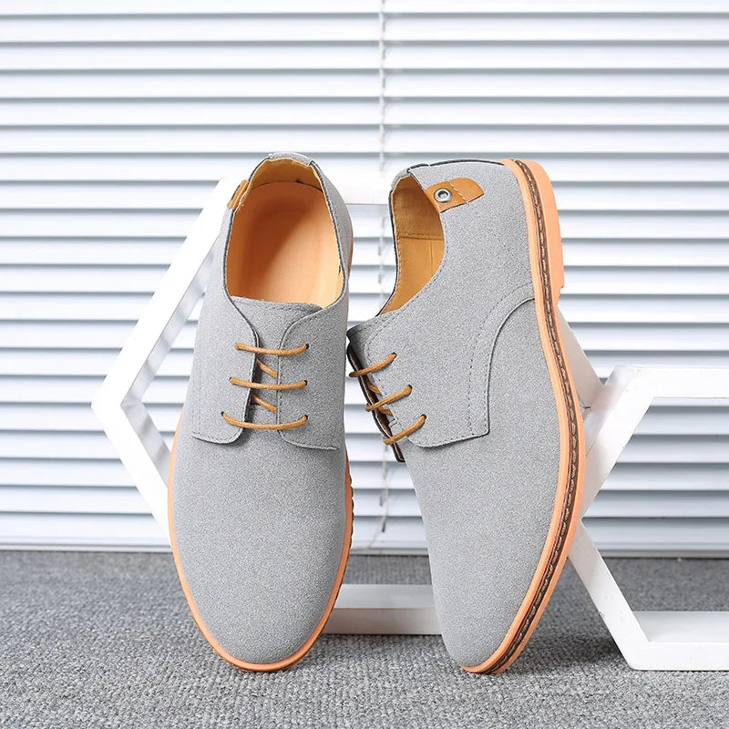2022 Spring Suede Leather Men Shoes Oxford Casual Shoes Classic Sneakers Comfortable Footwear Dress Shoes Large Size Flats